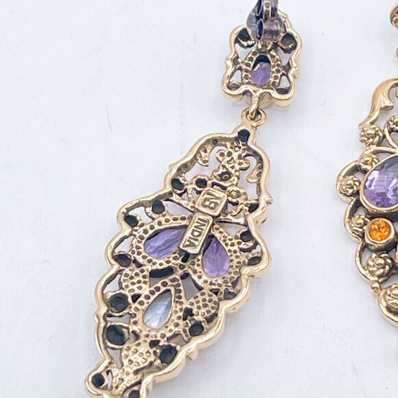 Nicky Butler Gold Tone Earrings Precious Stones Amethyst & Moonstone - Picture 5 of 7